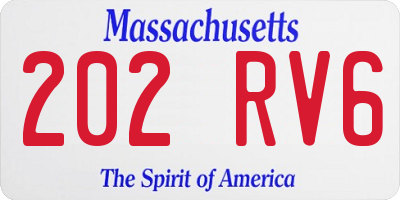 MA license plate 202RV6