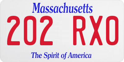 MA license plate 202RX0