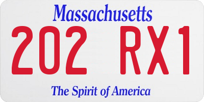 MA license plate 202RX1
