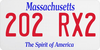 MA license plate 202RX2