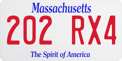 MA license plate 202RX4