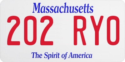 MA license plate 202RY0
