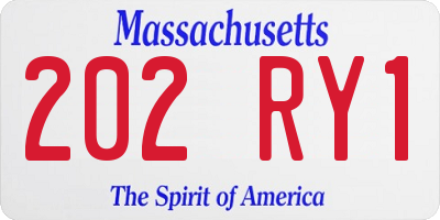 MA license plate 202RY1