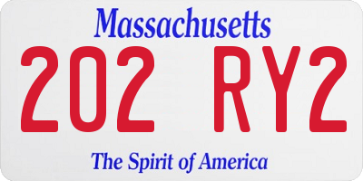 MA license plate 202RY2
