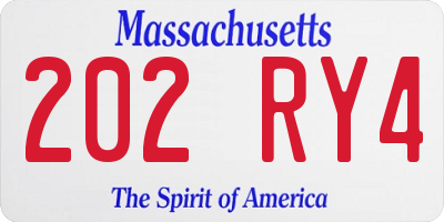 MA license plate 202RY4