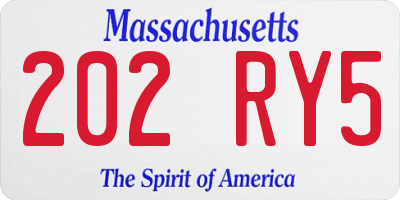 MA license plate 202RY5