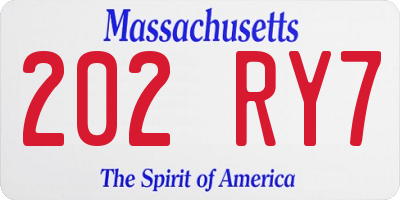 MA license plate 202RY7