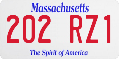 MA license plate 202RZ1