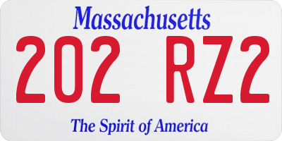 MA license plate 202RZ2