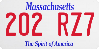 MA license plate 202RZ7