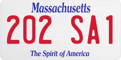 MA license plate 202SA1