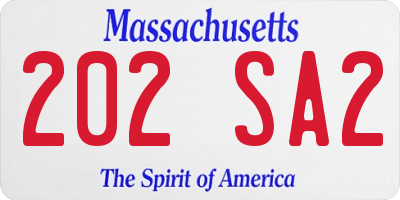 MA license plate 202SA2