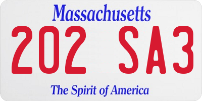 MA license plate 202SA3