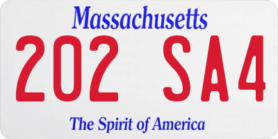 MA license plate 202SA4