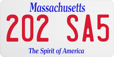 MA license plate 202SA5