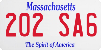MA license plate 202SA6