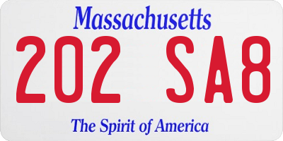 MA license plate 202SA8