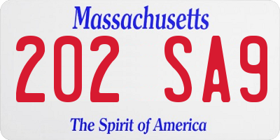 MA license plate 202SA9