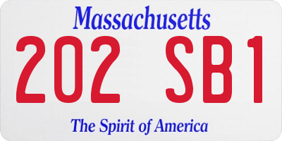 MA license plate 202SB1