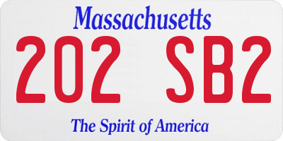 MA license plate 202SB2
