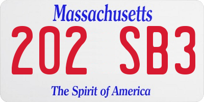 MA license plate 202SB3