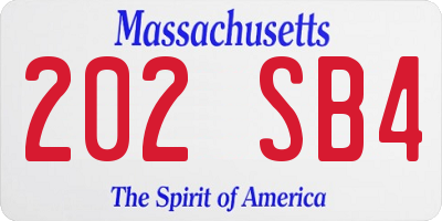 MA license plate 202SB4