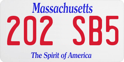 MA license plate 202SB5