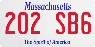 MA license plate 202SB6