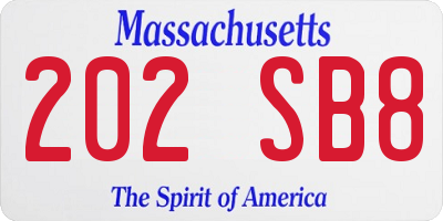 MA license plate 202SB8