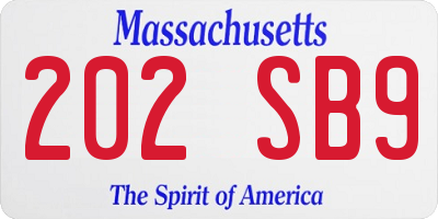 MA license plate 202SB9