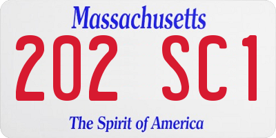 MA license plate 202SC1