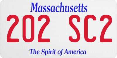 MA license plate 202SC2