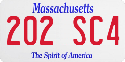 MA license plate 202SC4