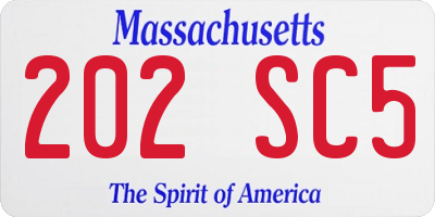 MA license plate 202SC5