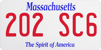 MA license plate 202SC6