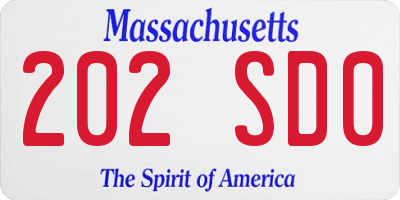 MA license plate 202SD0
