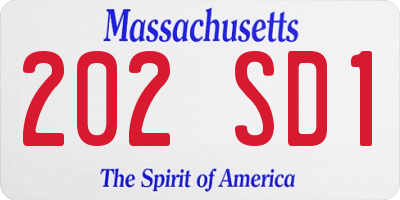 MA license plate 202SD1