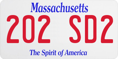 MA license plate 202SD2