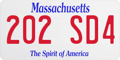 MA license plate 202SD4