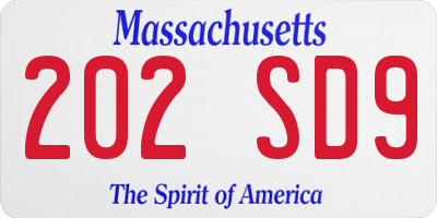 MA license plate 202SD9