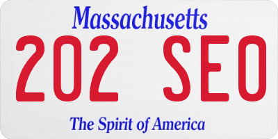 MA license plate 202SE0