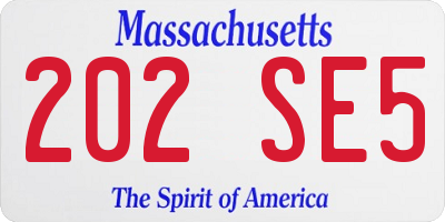 MA license plate 202SE5