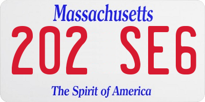 MA license plate 202SE6