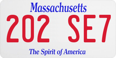 MA license plate 202SE7