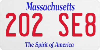 MA license plate 202SE8