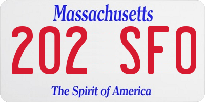 MA license plate 202SF0