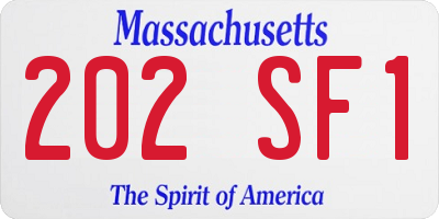 MA license plate 202SF1