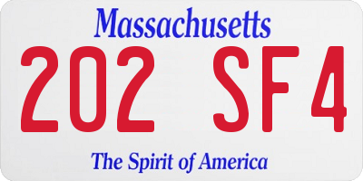 MA license plate 202SF4