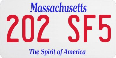MA license plate 202SF5