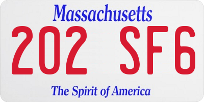 MA license plate 202SF6